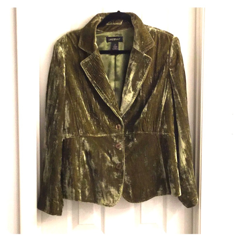 Lane Bryant green crushed velvet jacket